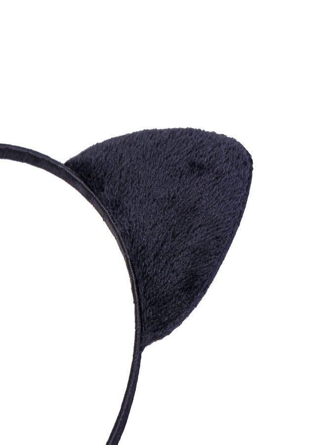 Vonokee Velvet Cat Ears Headband,Black Plush Cat Headpiece Cute Cat Costume Accessories for Halloween Party Cosplay and Daily Use - Image 3